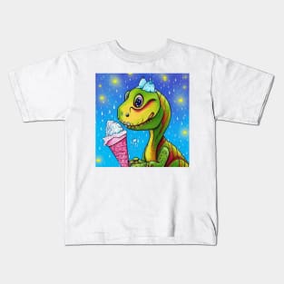 happy dinosaur love ice cream Kids T-Shirt